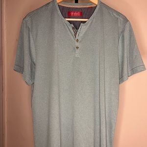 Bruno Milano Super Soft Striped Henley Tee - Aqua